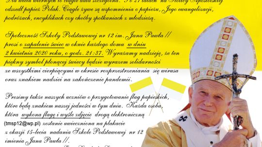 15. rocznica śmierci Jana Pawła II – Patrona SP 12