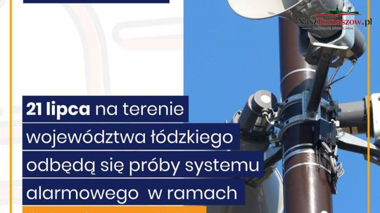 21 lipca w Tomaszowie Mazowieckim odbędą się próby systemu alarmowego