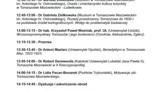230 lat istnienia Tomaszowa Mazowieckiego. Muzeum zaprasza na konferencję