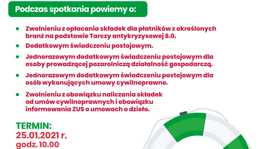 25 stycznia ZUS i ŁSSE zapraszają na WEBINAR – Wsparcie w ramach Tarczy 6.0