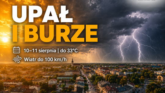33 stopnie, potem grad i wiatr do 80 km/h. IMGW ostrzega Tomaszów i powiat