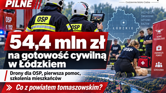 54,4 mln zł na gotowość cywilną w Łódzkiem. Drony, pierwsza pomoc i szkolenia mieszkańców. Co z powiatem tomaszowskim?