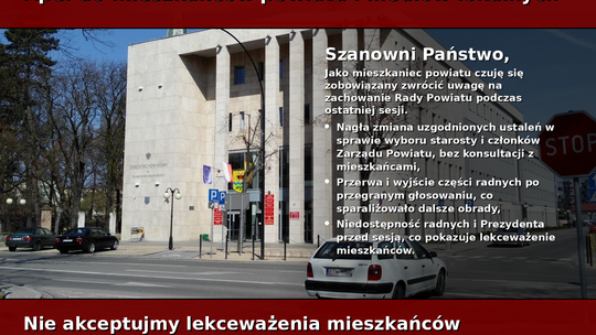 Apel do mieszkańców powiatu i mediów lokalnych