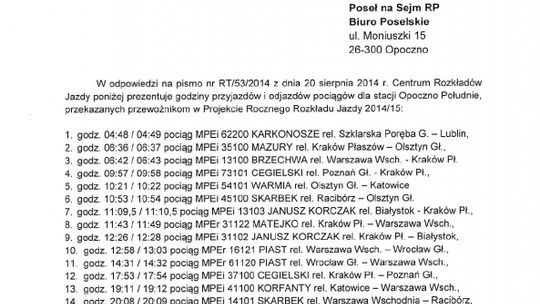 Aż 18 pociągów odjedzie ze stacji Opoczno Południe