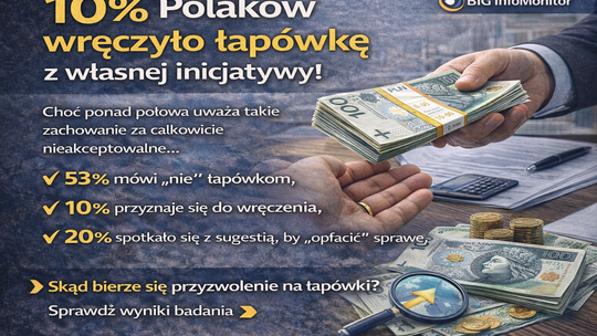 Badanie: 10 proc. Polaków wręczyło z własnej inicjatywy łapówkę