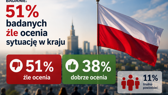 Badanie: 51 proc. badanych źle ocenia sytuację w kraju, 38 proc. - dobrze