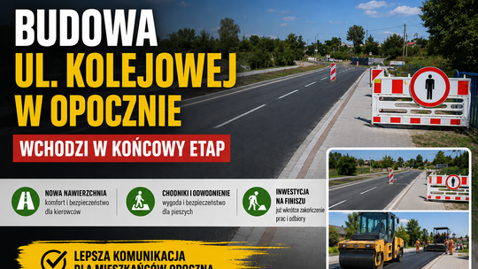 Budowa ul. Kolejowej w Opocznie wchodzi w końcowy etap