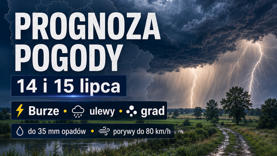 Burze, ulewy i grad nad regionem. Prognoza pogody na 14 i 15 lipca
