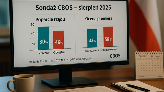 CBOS: 30 proc. badanych popiera rząd; 46 proc. jest mu przeciwnych