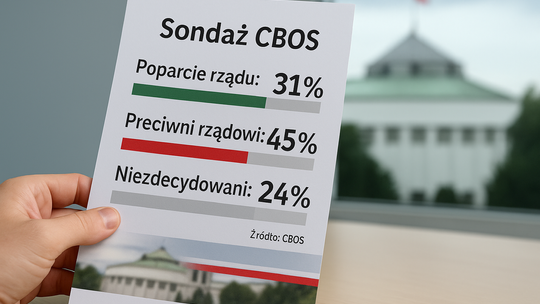 CBOS: 31 proc. badanych popiera rząd; 45 proc. jest mu przeciwnych