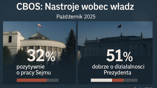 CBOS: 32 proc. badanych pozytywnie ocenia pracę Sejmu, 51 proc. – dobrze o działalności prezydenta