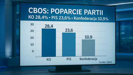 CBOS: KO - 28,4 proc.; PiS - 23,6 proc.; Konfederacja - 10,9 proc.