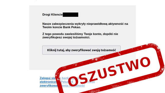 CERT Polsk ostrzega przed emailami, które wykorzystują wizerunek banku Pekao S.A. i służą do wykradania środków finansowych.