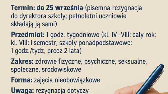 Do 25 września można wypisać dziecko z edukacji zdrowotnej