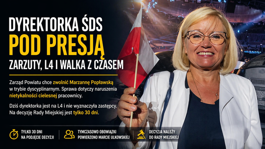 Dyscyplinarka dla marzanny Popławskiej. Dyrektorka uciekła na L4. W tle zarzuty naruszenia nietykalności cielesnej