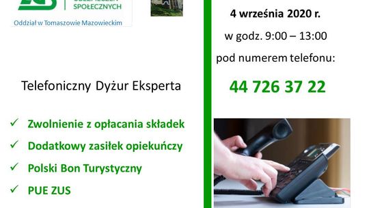 Dyżur telefoniczny ekspertów ZUS