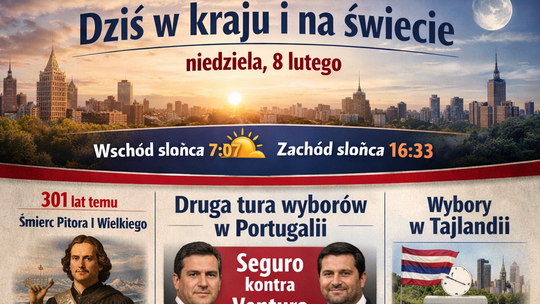 Dziś w kraju i na świecie (niedziela, 8 lutego)