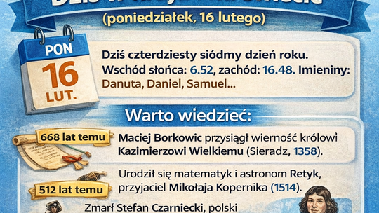 Dziś w kraju i na świecie (poniedziałek, 16 lutego)