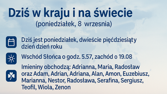 Dziś w kraju i na świecie (poniedziałek, 8 września)