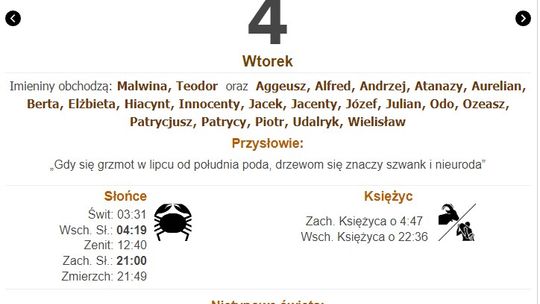 Dziś (wtorek, 4 lipca) w kraju