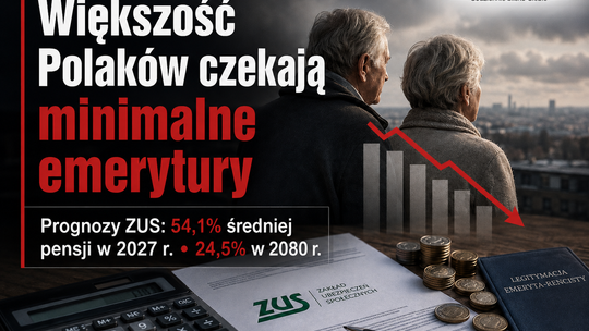 Emerytura coraz bliżej minimum. ZUS prognozuje spadek świadczeń, ekspert ostrzega przed niskimi wypłatami dla większości Polaków