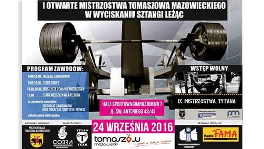 I Otwarte Mistrzostwa Tomaszowa Mazowieckiego w wyciskaniu sztangi leżąc - IX Mistrzostwa Tytana