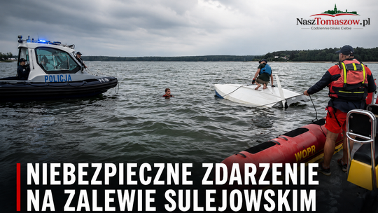 Jacht przewrócił się na Zalewie Sulejowskim. Żeglarza ratowali policjanci i WOPR