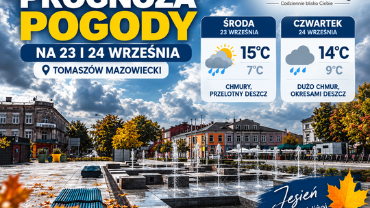 Jesień od razu pokazuje chłodniejsze oblicze. W Tomaszowie tylko około 15 stopni i możliwy deszcz