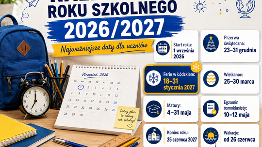 Kalendarz roku szkolnego 2026/2027. Kiedy ferie, egzaminy i wakacje? Ważne daty dla uczniów z Tomaszowa