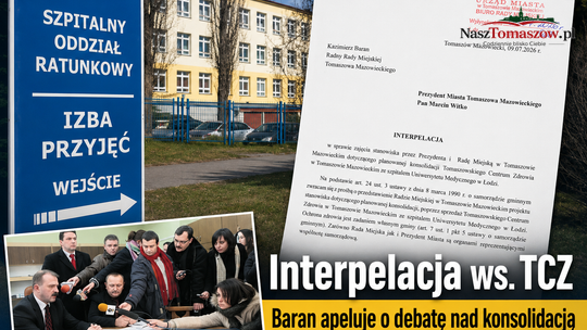 Kazimierz Baran pyta o przyszłość tomaszowskiego szpitala. Chce oficjalnego stanowiska Rady Miejskiej