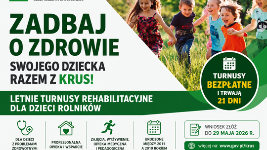 KRUS zaprasza na bezpłatne letnie turnusy rehabilitacyjne dla dzieci rolników