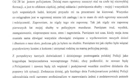 List Komendanta Głównego Policji do policjantów i policjantek