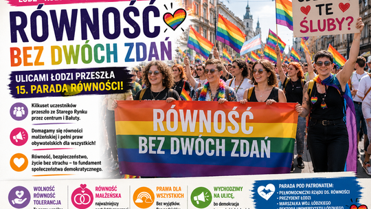 Łódź/ Pod hasłem „Równość bez dwóch zdań” ulicami Łodzi przeszła 15. Parada Równości