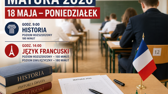 Matura 2026: historia rano, francuski po południu. Także w Tomaszowie uczniowie wracają do egzaminacyjnych sal