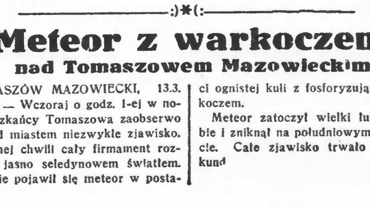 Meteor z warkoczem nad Tomaszowem Mazowieckim