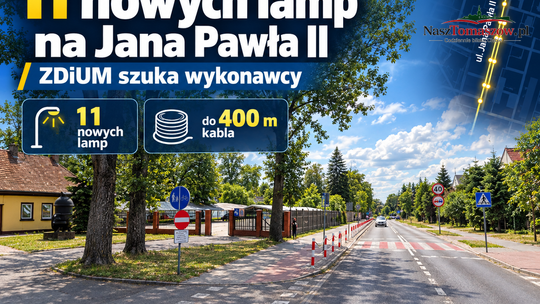 Na Jana Pawła II powstanie 11 nowych słupów z oprawami LED. ZDiUM szuka wykonawcy