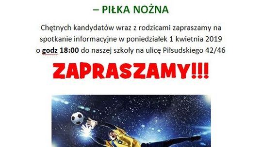 Nabór do klasy 4 sportowej chłopców o kierunku  piłka nożna