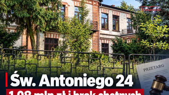 Nikt nie chciał Św. Antoniego 24 za 1,08 mln zł. Co dalej z nieruchomością Skarbu Państwa?