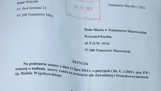 Nowa propozycja dla nazwy ronda. Tym razem Rafał Wójcikowski