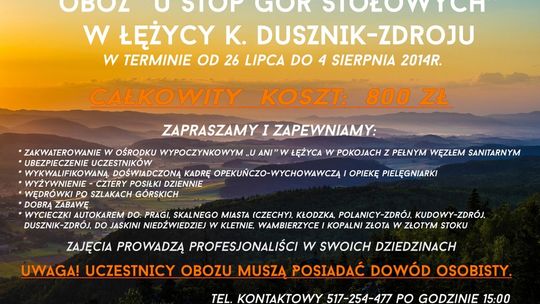 OBÓZ LETNI W GÓRACH STOŁOWYCH