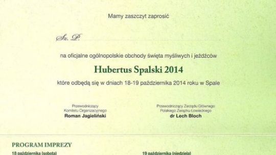 Od jutra do niedzieli Hubertus Spalski 2014