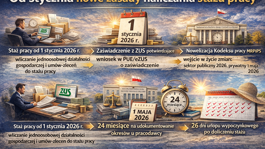 Od stycznia nowe zasady naliczania stażu pracy