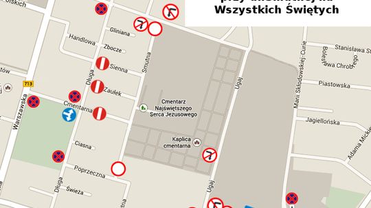 Organizacja ruchu w okolicach tomaszowskich cmentarzy