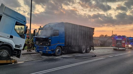 Paliła się ciężarówka w Sangrodzu