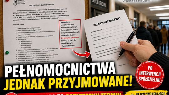 Pełnomocnictwa w „Przodowniku” przyjęte po interwencji. Mieszkańcy zdążą jeszcze przed Walnym Zgromadzeniem