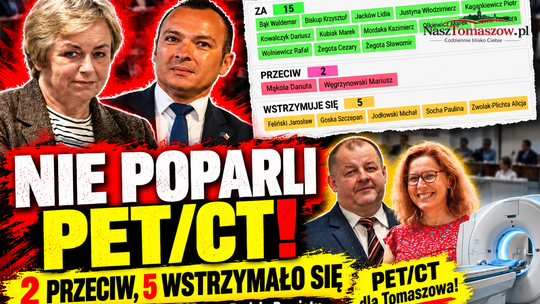 PET-CT bliżej Tomaszowa. Węgrzynowski i Mąkola przeciw, pięcioro radnych PiS nie poparło inwestycji