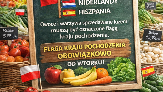 Od wtorku obowiązek oznakowania sprzedawanych owoców i warzyw flagami krajów pochodzenia