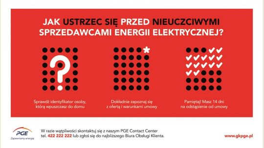 PGE ostrzega klientów przed nieuczciwymi sprzedawcami energii