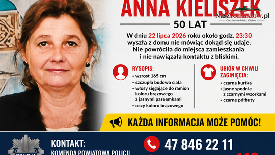 PILNE! Zaginęła 50-letnia Anna Kieliszek. Policja prosi o pomoc