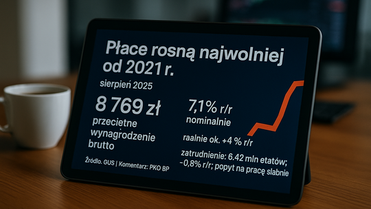 PKO BP: płace rosną najwolniej od 2021 r.
